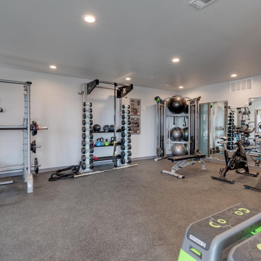 a gym with exercise equipment